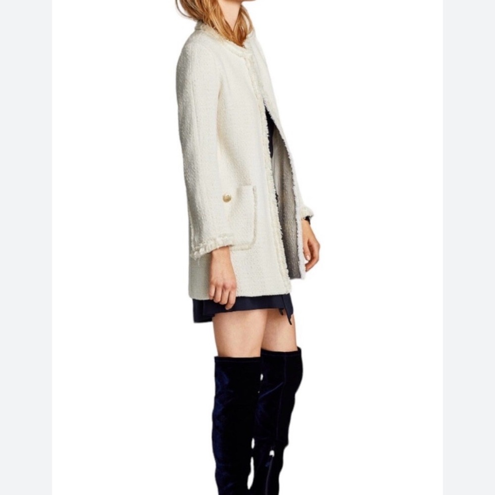 Zara Basic Collection Classic Ivory Tweed Jacket - Picture 16 of 16